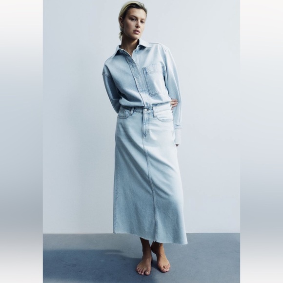 H&M Dresses & Skirts - NWT H&M Feather Soft Denim Maxi Skirt